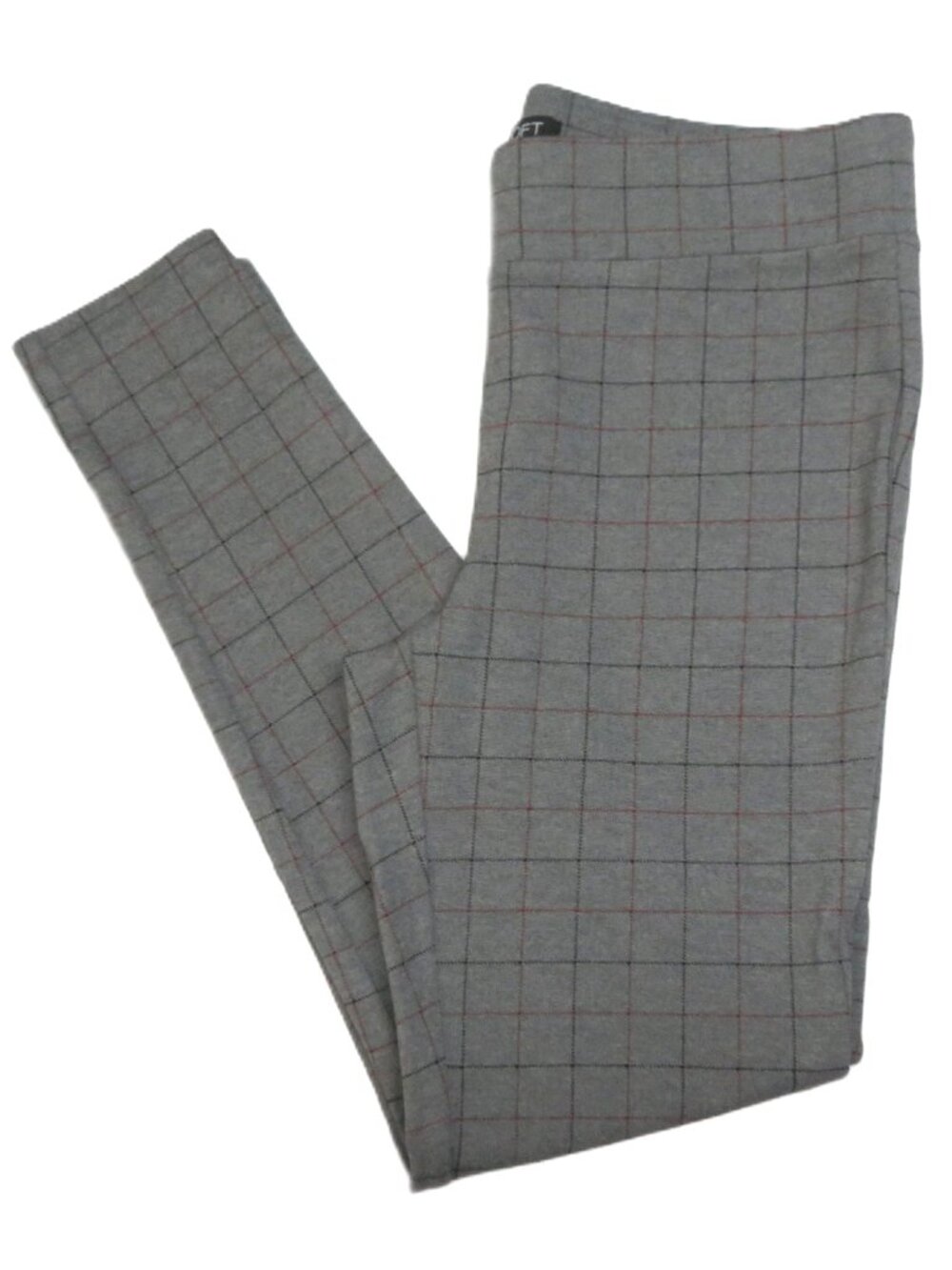 LOFT Ponte Knit Pants Gray Windowpane Print Size M